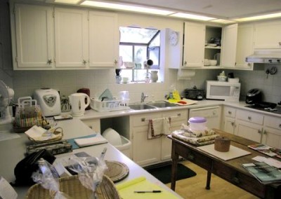 Looking across the counter into the original kitchen