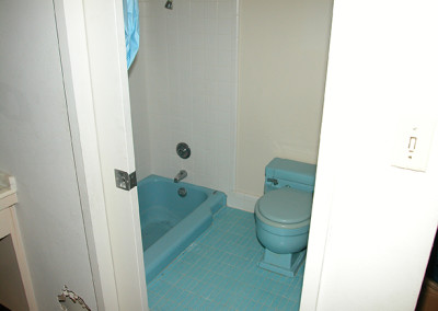 blue tub, blue tile, blue toilet all very old