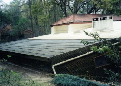 View of old screen roof over pool